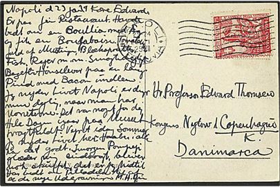75 c. Torino på brevkort fra Napoli d. 23.1.1929 til København, Danmark.