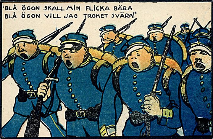 Svenske soldater på march synger Blå ögon skall min flicka bära .........