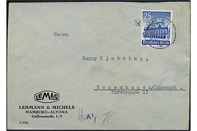 25+15 pfg. Winterhilfswerk single på brev fra Hamburg d. 15.1.1941 til København, Danmark. Åbnet af tysk censur i Hamburg. 