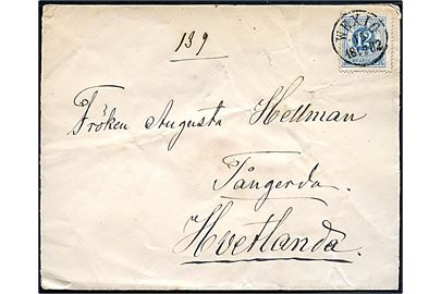 12 öre Ringtype på brev stemplet Wexiö d. 15.12.1882 til Hvetlanda.