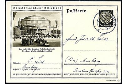 6 pfg. Hindenburg illustreret helsagsbrevkort Besucht das schöne Schlesien! / Breslau fra Furth d. 23.10.1944 til Amberg.
