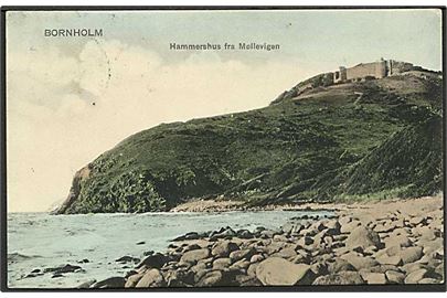 Hammershus set fra Møllevigen. F. Sørensen no. 4958.