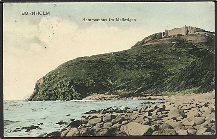 Hammershus set fra Møllevigen. F. Sørensen no. 4958.