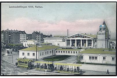 Aarhus. Landsudstillingen 1909. Sporvogn med 2 bivogne. H. A. Ebbesen no. 1053.