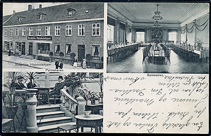 Roskilde Højskole, facade, spisesal og palmehave. F. C. M. no. 519.