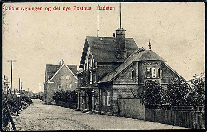 Hadsten jernbanestation og posthus. Chr. R. Kleis u/no.