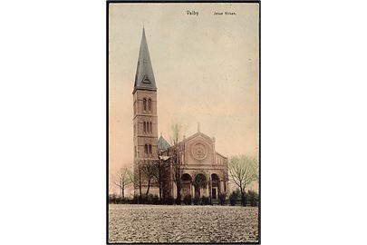 Valby, Jesus kirken. O. Jensen no. 39. Frankeret med 10 øre Chr. X fra Kjøbenhavn d. 9.2.1914 til Semarang, Java, Hollandsk Ostindien.