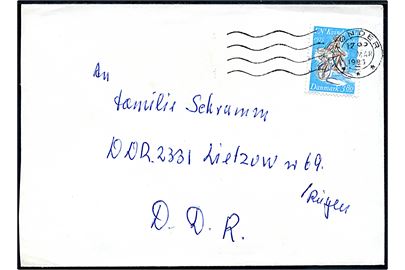 3,80 kr. FN's Kvinde-tiår på brev fra Tønder d. ?.3.1985 til Lietzow, Rügen, DDR.