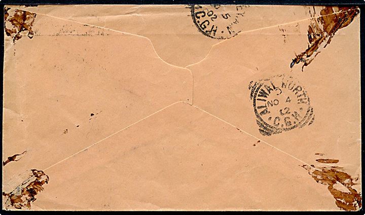 ½d single på brev annulleret med Squared Circle Postmark King Williams Town C.G.H. d. 3.11.1902 via Aliwai North til Lady Grey.