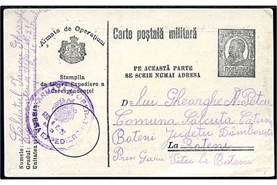 1. verdenskrig feltpost helsagskort med afdelingsstempel til Bateni. Uden datering eller poststempel.