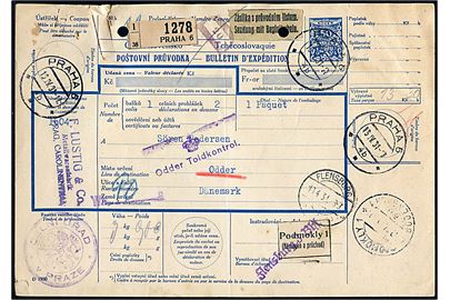 5 c. Tell Knabe og 1,50 fr. Våben (3) på internationalt adressekort for værdipakke fra Kleinlützel d. 25.3.1931 via Basel og Flensburg til Odder, Danmark.