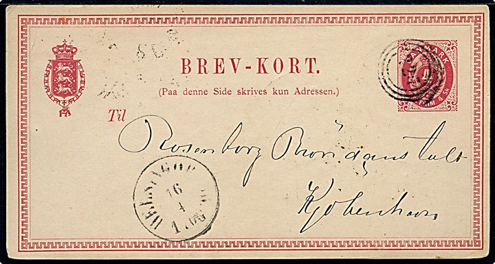 4 sk. helsagsbrevkort annulleret med nr.-stempel 227 og sidestemplet antiqua Helsingør JB. d. 16.4.1873 til Kjøbenhavn.