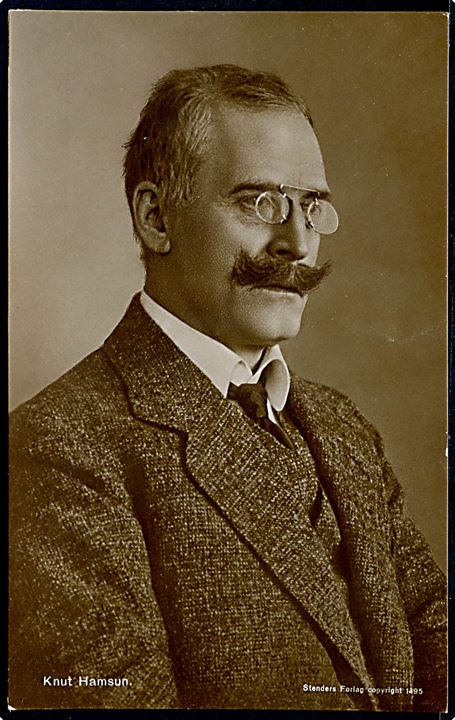 Knut Hamsun. Norsk forfatter 1859-1952. Nobelpristager 1920. Stenders no. 1495.