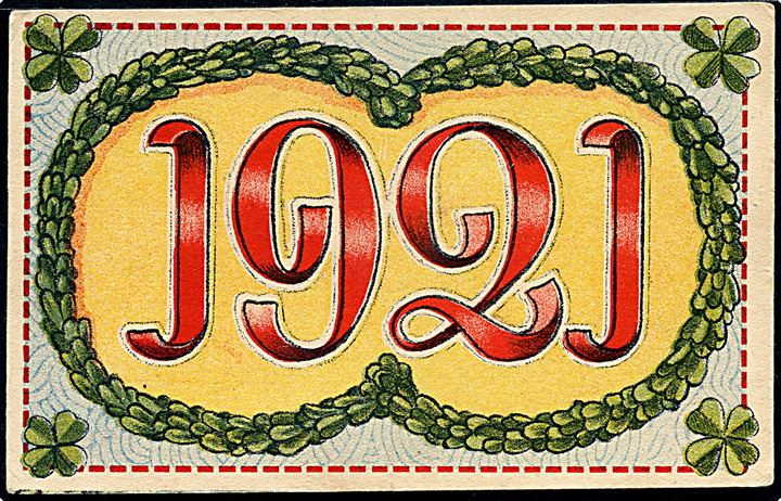 Nytårskort med årstal 1921. Stenders u/no. 