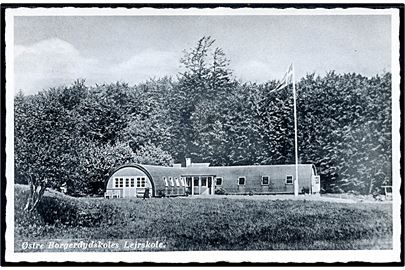 Slagslunde. Østre Borgerdydskolens Lejrskole. Stenders no. 9209. Bygget af amerikanske barakker - såkaldte Quonset huts.