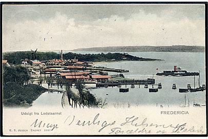 Fredericia. Udsigt over færgehavnen fra Lodstaarnet. E.S. Jensen no. 2227.