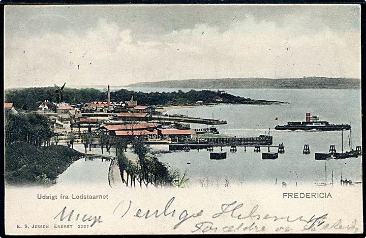 Fredericia. Udsigt over færgehavnen fra Lodstaarnet. E.S. Jensen no. 2227.
