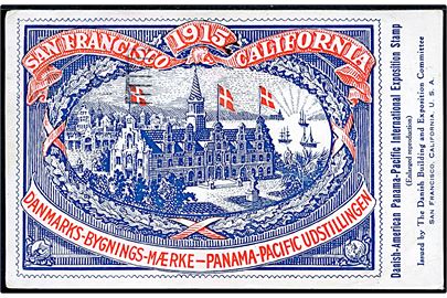 Danmarks-Bygnings mærke - Panama-Pacific Udstillingen i San Francisco 1915. Reklamekort.