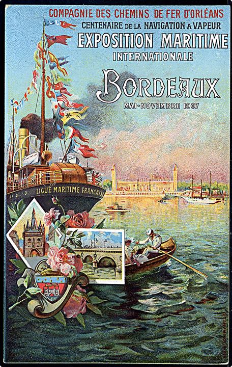 Internationale Maritime Udstilling i Bordeaux 1907. Har været opklæbet.