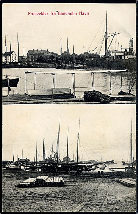 Bandholm havn med skibe. S. Christensen no. 29117.