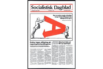 Socialistisk Dagblad. Politisk postkort. Endnu ingen afklaring på regeringsforhandlingerne.