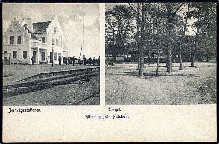 Falsterbo. Jernbanestationen og Torvet. No. K 4343.