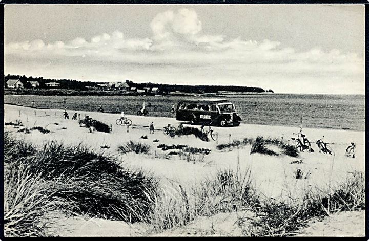 Balka strand med Turistbus. Rudolf Olsen no. 10928.