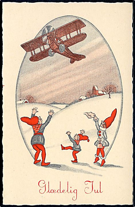 Orla Muff: Julekort med flyver og nisser. U/no.