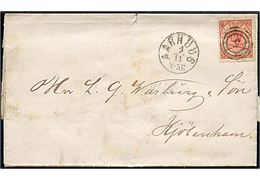 4 sk. Krone/Scepter på brev annulleret med nr.stempel 5 og sidestemplet antiqua Aarhus d. 2.11.1870 til Kjøbenhavn.