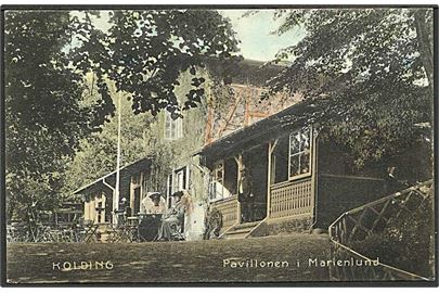 Pavillonen i Marienlund ved Kolding. K.M. no. 3359. Kortet har været opklæbet.