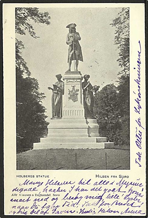 Holbergs statue i Sorø. A. Clausen u/no.