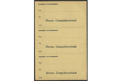 Danske Statsbaner. Ark med dirigerings-mærkater for gods som skal sendes via Øernes Dampskibsselskab.