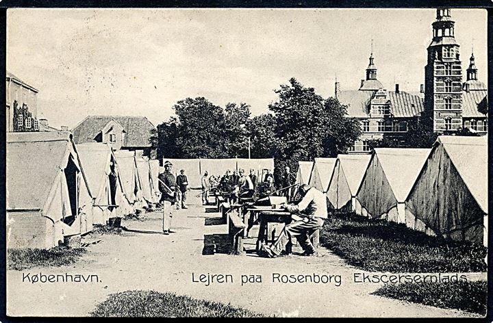 Øster Voldgade, Rosenborg Ekscerserplads med soldaterlejr. Stenders no. 7377. Kvalitet 7