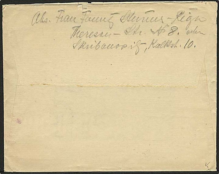 Ufrankeret brev fra Riga, Letland sendt via Dansk Røde Kors d. 16.12.1919 til København. 