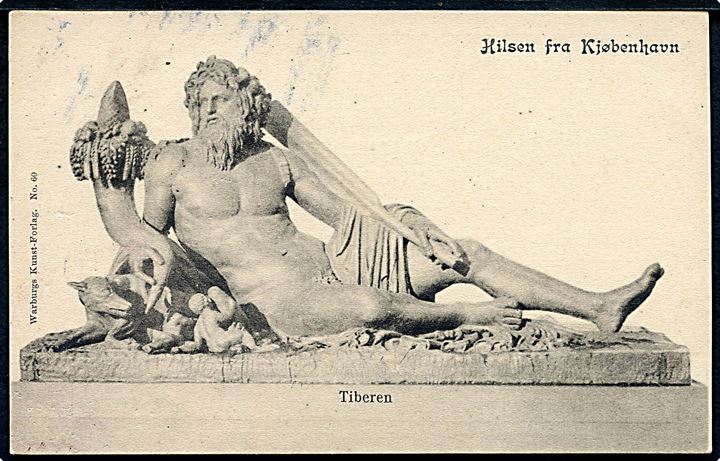Sølvtorvet, “Hilsen fra Kjøbenhavn” med Tiberen statue ved Dr. Louises Bro. Warburg no. 60 Kvalitet 7