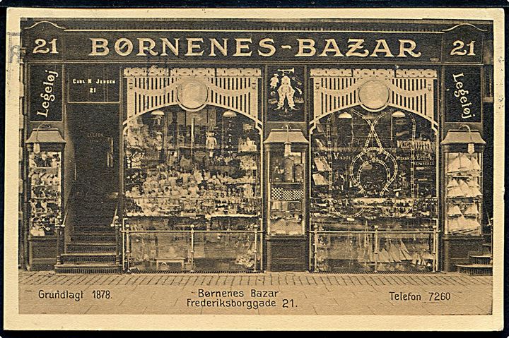 Frederiksborggade 21 med “Børnenes Bazar”. Stenders no. 42829. Kvalitet 8
