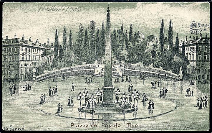 Franz Sedivý: Piazza del Popolo - Tivoli. Stenders u/no. Kvalitet 7