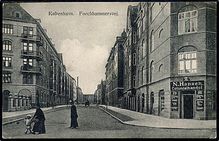 Forchammersvej 2 med N. Hansen’s Colonialhandel. Nathansohn no. 55. Kvalitet 8