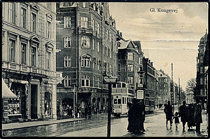 Gammel Kongevej ved Tårnborgvej med sporvogn no. 26. W. H. u/no. Kvalitet 7