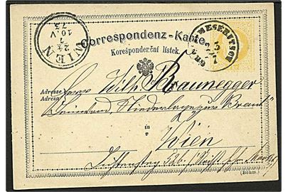 2 kr. helsagsbrevkort fra Gross Meseritsch d. 23.7.1873 til Wien.