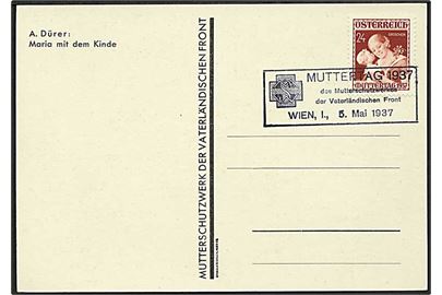 24 gr. Mutterstag på uadresseret maxikort annulleret med særstempel Mutterstag i Wien d. 5.5.1937.