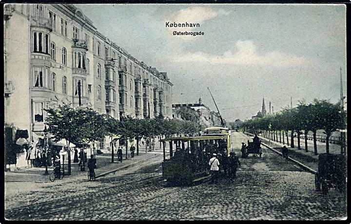 Østerbrogade ved Strandboulevarden med sporvogn. Sk. B. & Kf. no. 1886 Kvalitet 8