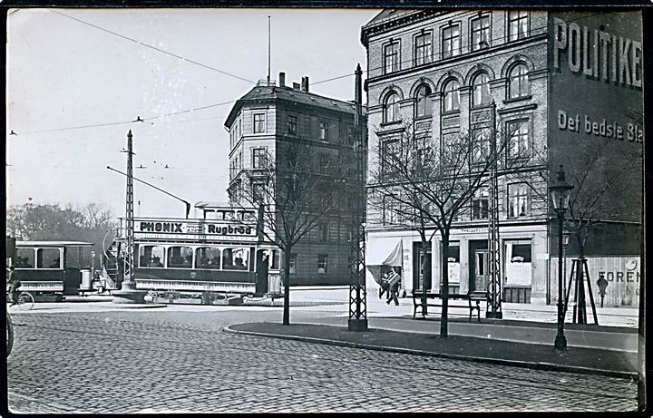 Aaboulevarden ved Ingemannsvej med Brohus Vinstue og Sporvogn med bivogn. Fotokort u/no. Kvalitet 7