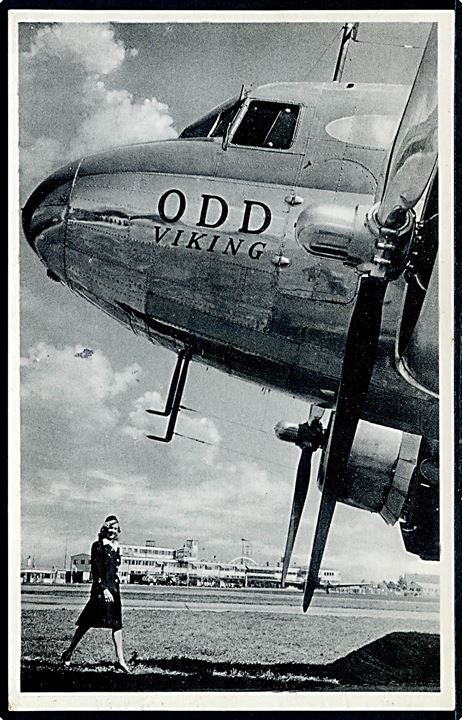 Douglas DC-3 OY-DDO “Odd Viking” fra SAS i Kastrup. Lufthavns-Kiosken no. 5570. Kvalitet 8