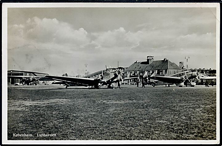 Junkers Ju52 SE-AFC “Norrland” fra ABA og Savoia-Marchetti fra Sabena i Kastrup. Stenders no. 4018. Kvalitet 7