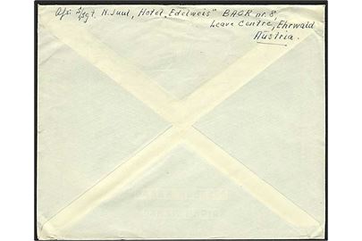 Østrigsk 1,70 s. frankeret brev stemplet Ehrwald d. 17.3.1950 til Charlottenlund. Fra soldat ved BAOR leave Centre No. 8 Edelweis i Ehrwald, Østrig.