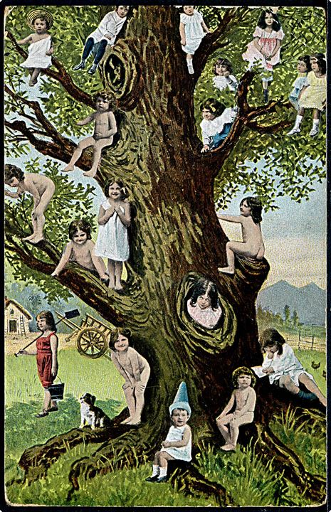 Børn. Pigebørn klatre i træ. Serie 320. Kvalitet 7