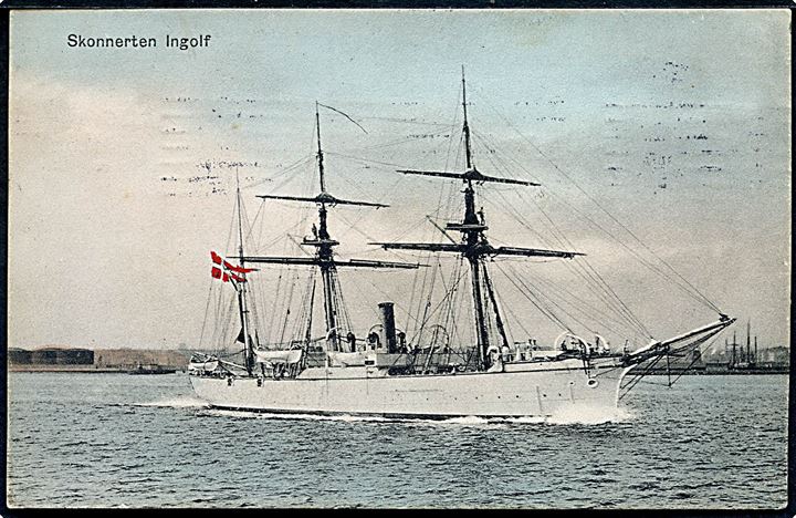 Marine. “Ingolf”, Skrueskonnert. P. Alstrup Danmarks Flaade no. 10. Kvalitet 7