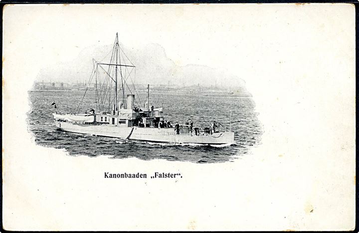 Marine. “Falster”, Kanonbaad. Aug. P. Nielsen no. 8715. Kvalitet 7
