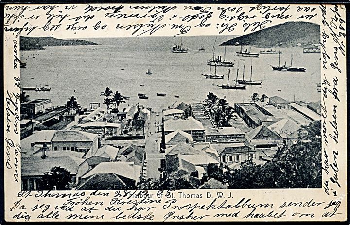 D.V.I., St. Thomas, udsigt over havnen. Rheinicke & Rubin u/no. Marinepost med dansk frankatur. Kvalitet 7